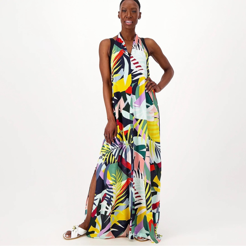 Jantzen Wrap Halter‎ Neck Woven Maxi Dress
